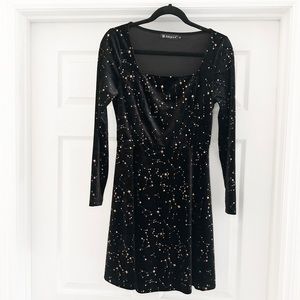 ALLEGRA K STARS VELVET MINI DRESS